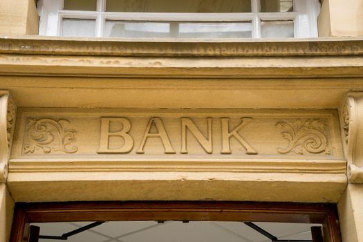 Bank Sign logo, Stone Background