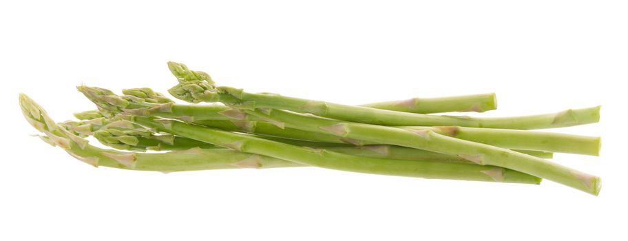 Bunch of green asparagus isolated on white background.