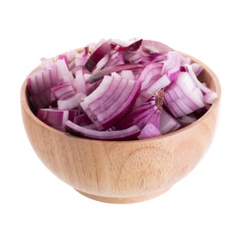 Sliced red onion isolated on a white background.