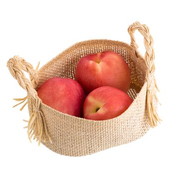 ripe fresh Nectarine fruit isolated on white background.