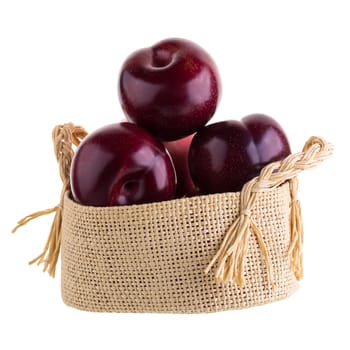 ripe fresh plum isolated on a white background.