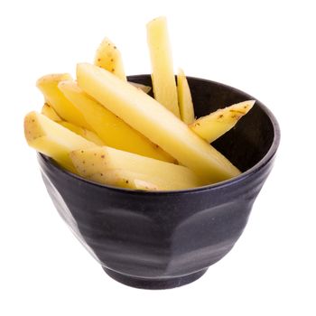 Chopped potato isolated on a white background.