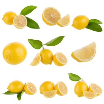 yellow lemon isolated on over white background.