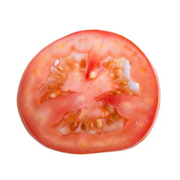 Slice of tomato isolated on a white background.
