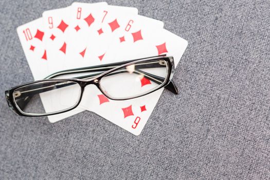 glasses playing cards