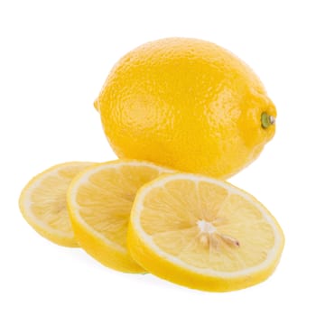 yellow lemon isolated on over white background.