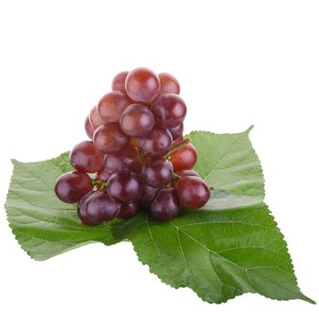 Red grapes isolated on over white background.