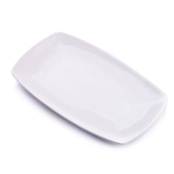 Ceramic white plate on a white background.