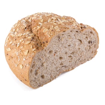 freshly baked bread isolated on white background.