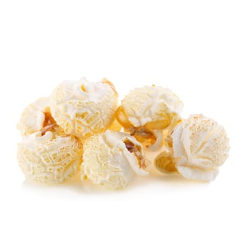 close-up popcorn isolated on a white background.