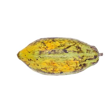 Cacao fruit, raw cacao beans, Cocoa pod isolated on white background.