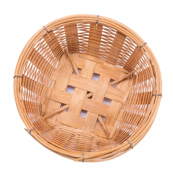 empty bamboo basket on a white background.