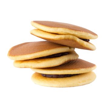 Dorayaki japanese snack dorayaki is a japanese bread japanese pancakes on white background.