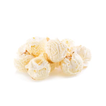 close-up popcorn isolated on a white background.