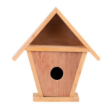 Wooden Bird House Isolated on White background.