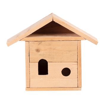 Wooden Bird House Isolated on White background.