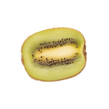Slice of kiwi isolated on white background, top view.