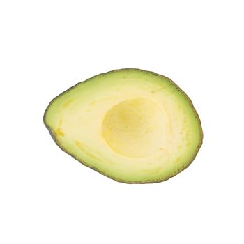 Green ripe avocado isolated on the white background.