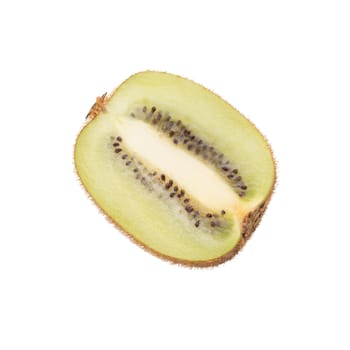 Slice of kiwi isolated on white background, top view.