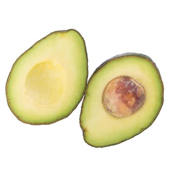 Green ripe avocado isolated on the white background.