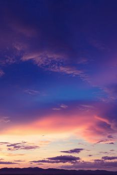 Colorful dramatic sky with cloud at sunset.Sky with sun background.