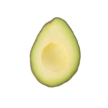 Green ripe avocado isolated on the white background.