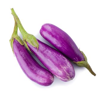 Eggplant or aubergine vegetable isolated on white background.