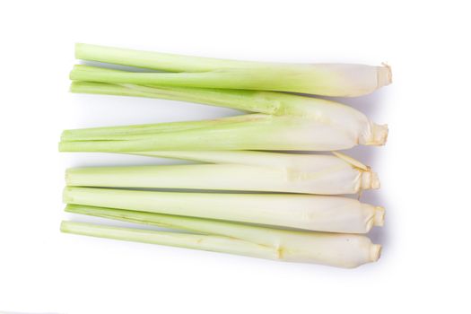 Fresh Lemongrass isolated on white background. Top View.