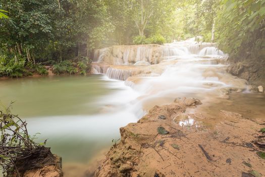 Deep forest waterfall National Park in thailand.