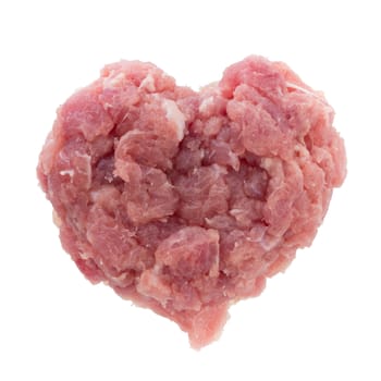 minced pork isolated on a white background.