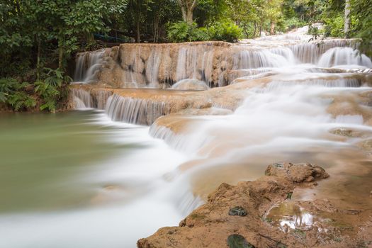 Deep forest waterfall National Park in thailand.