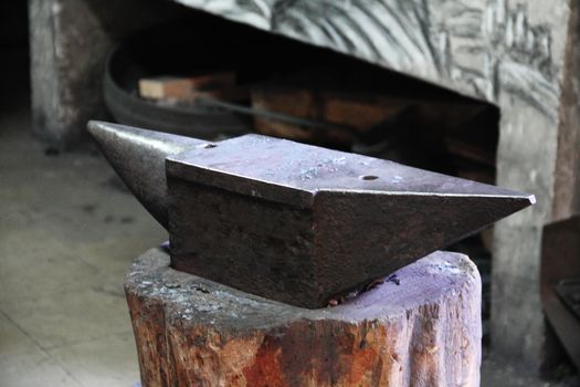 Anvil in the forge in Toledo close up