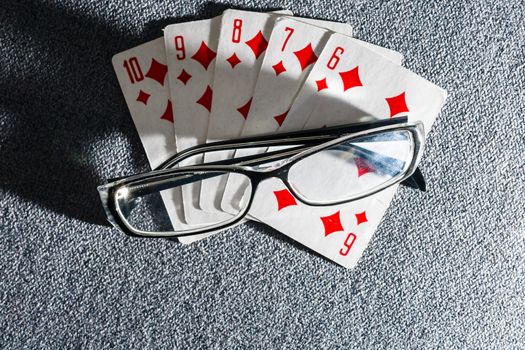 glasses playing cards