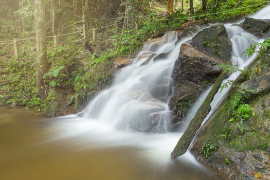 Deep forest waterfall National Park in Lampang Thailand.