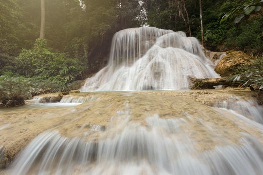 Deep forest waterfall National Park in Ngao District Lampang Thailand.