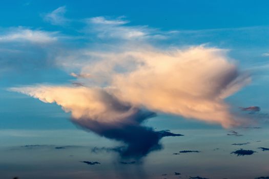 Colorful dramatic sky with cloud at sunset.Sky with sun background.