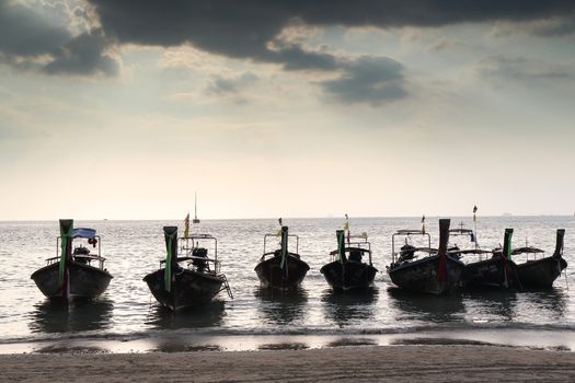 Thai boat in sunset
