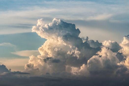 Colorful dramatic sky with cloud at sunset.Sky with sun background.