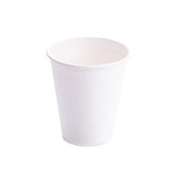 Paper cup of coffee on white background.