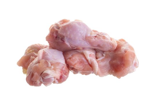 close up raw chicken wings isolated on white background.