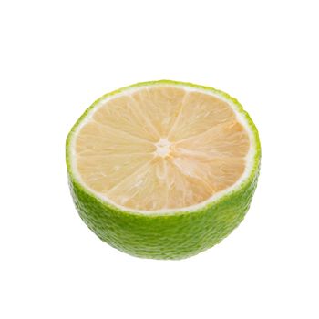 lime with half cross section isolated on white background.