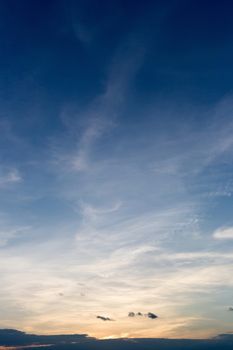 Colorful dramatic sky with cloud at sunset.Sky with sun background.