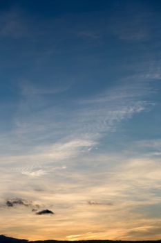 Colorful dramatic sky with cloud at sunset.Sky with sun background.