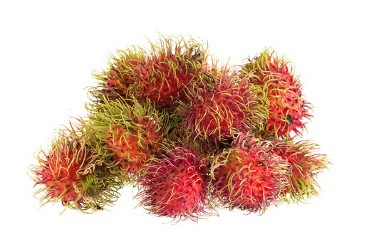 fresh rambutan tropical fruit isolated on a white background.