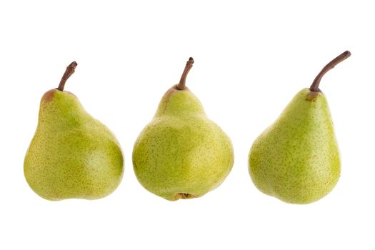 Ripe green pears isolated on a white background.