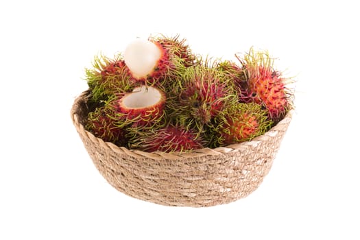 fresh rambutan tropical fruit isolated on a white background.