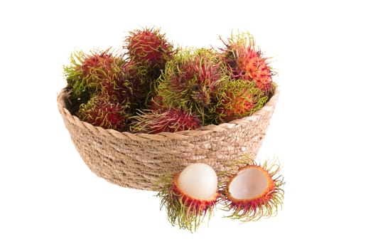 fresh rambutan tropical fruit isolated on a white background.