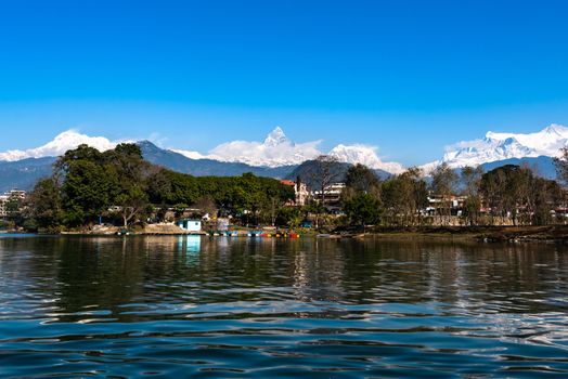 Phewa lake in Pokhara Nepal