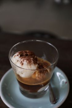 Affogato coffee with ice cream