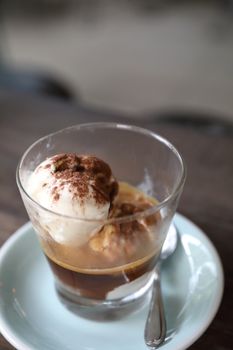 Affogato coffee with ice cream